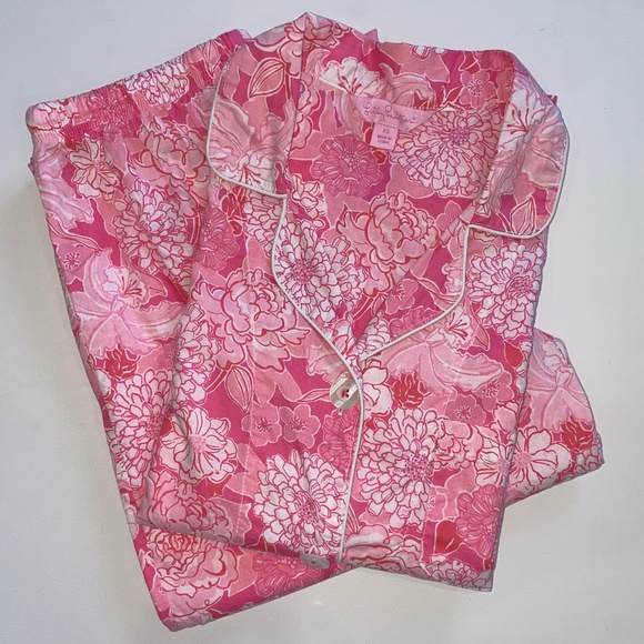 Extremely Rare Lilly Pulitzer Pajama Set in Pink Tropical Floral, Small - Picture 14 of 15